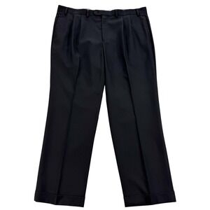 Lauren Ralph Lauren Dress Pants Mens 40x30 Black Wool Pleated Cuffed Office
